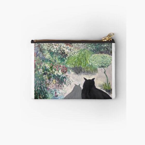 Item preview, Two cats looking out at a garden designed and sold by StrayfishArts.