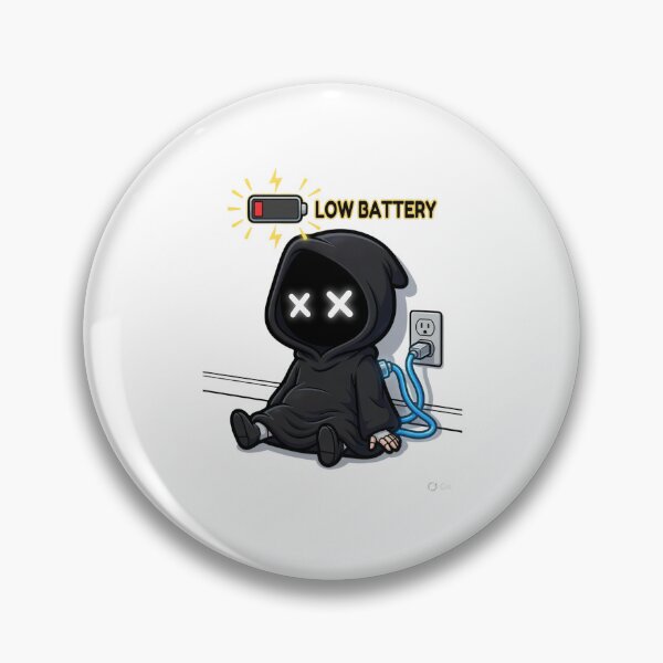Item preview, "Low Battery Grim Reaper Plugged In - Funny Tired Death" designed and sold by Radhestore.