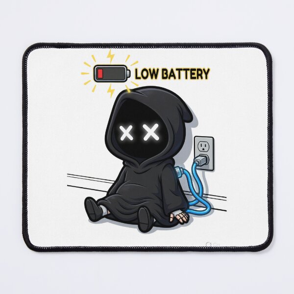 Item preview, "Low Battery Grim Reaper Plugged In - Funny Tired Death" designed and sold by Radhestore.
