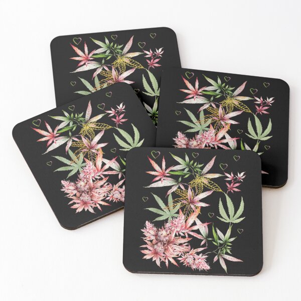 Item preview, Aesthetic Watercolor Cannabis Leaves Floral Marijuana Buds Heart Boho Spiritual Weed Art designed and sold by Buzzlekrun.