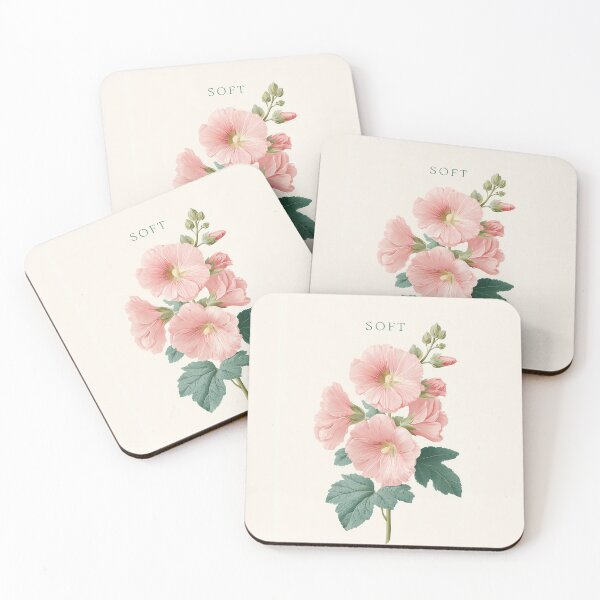 Item preview,  Hollyhock Soft – Elegant Floral Illustration with Gentle Typography designed and sold by BobaBunny76.