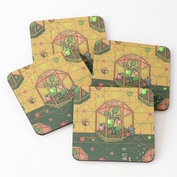 Item preview, 8-Bit Cyber Druid Greenhouse Pixel Art WiFi Plants & Robot Gardener designed and sold by InnerwayStudio.