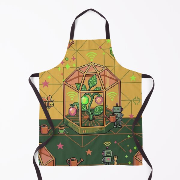 Item preview, 8-Bit Cyber Druid Greenhouse Pixel Art WiFi Plants & Robot Gardener designed and sold by InnerwayStudio.