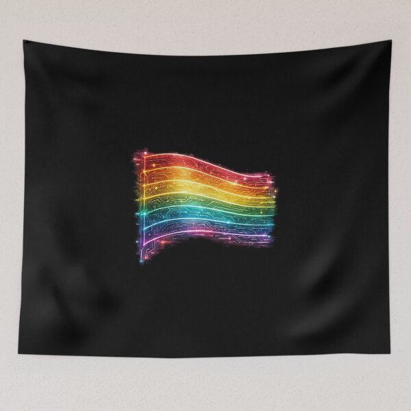 Aperçu de l'œuvre Cyberpunk Pride Flag Rainbow Circuit Board Design créée et vendue par Bratak.