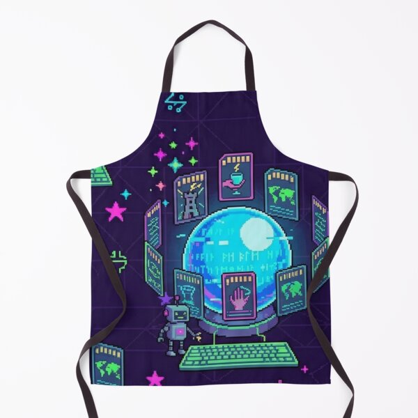 Item preview, 8-Bit Neon Oracle Cyber Crystal Ball & Glitch Tarot Pixel Art designed and sold by InnerwayStudio.