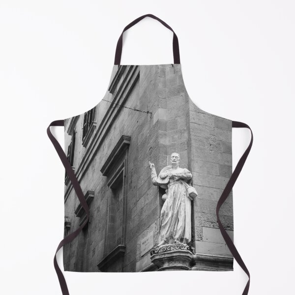 Item preview, Historic Stone Statue On Corner Of Old Building In Black And White Urban Architecture Photograph designed and sold by Nmallia.