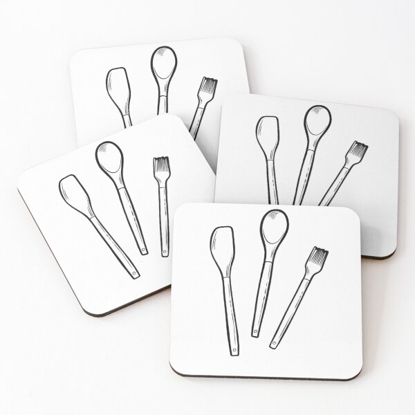 Item preview, Different types of kitchen utensils for cooking and serving food on a white background designed and sold by Ms. Iryna.