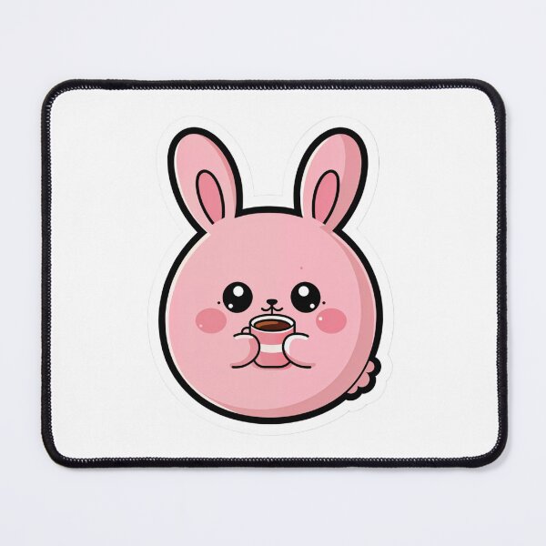 Item preview, Fluffy Pink Bunny Holding Coffee Sticker — Trending Kawaii Decal for Laptop and Tumbler designed and sold by Stick_It_With_Love.
