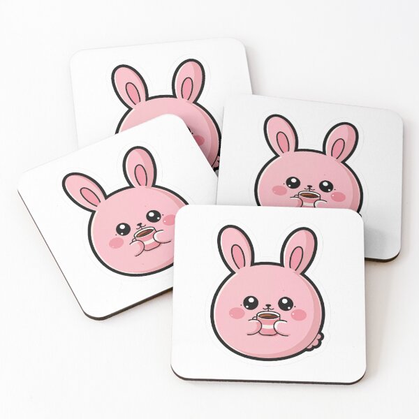 Item preview, Fluffy Pink Bunny Holding Coffee Sticker — Trending Kawaii Decal for Laptop and Tumbler designed and sold by Stick_It_With_Love.