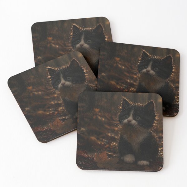 Item preview, Kitten Whimsical Dark Nature Art Print designed and sold by WhimsyWink.