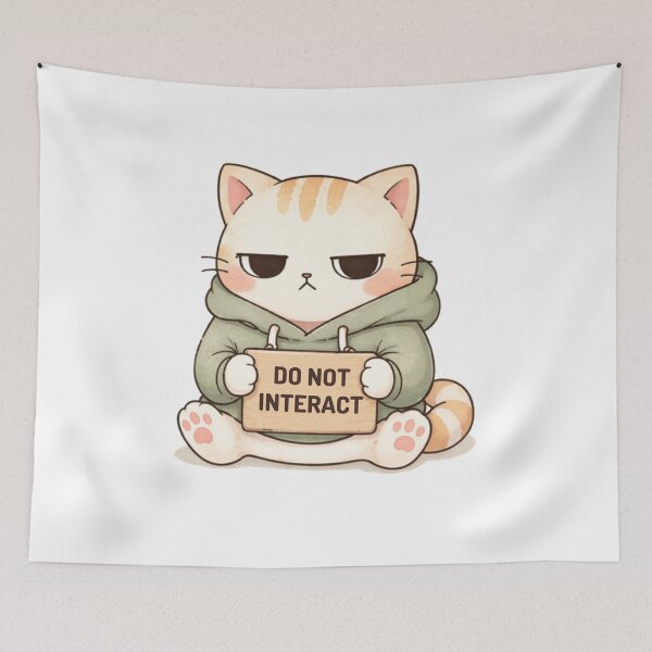 Item preview, Do Not Interact Cat | Cute Kawaii Aesthetic | Introvert Boundaries Design designed and sold by The Mood Index.