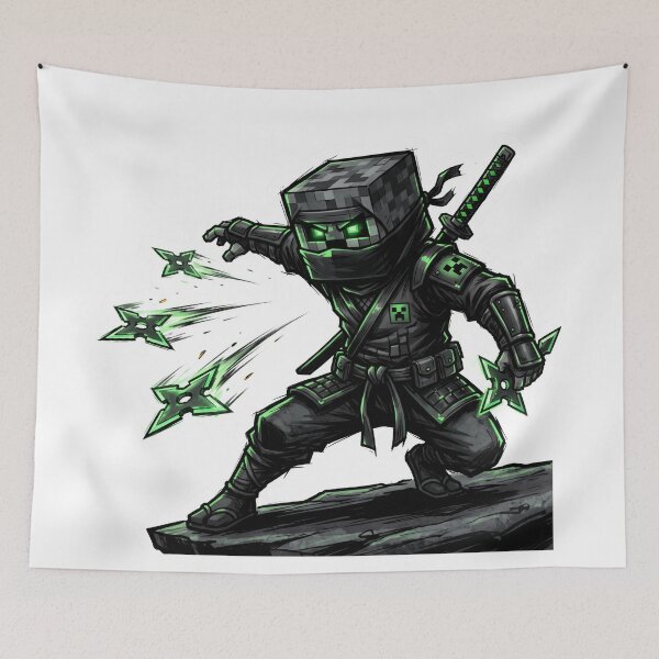 Item preview, Block Head Ninja Shuriken Attack - Neon Green Gaming Sticker | creeper designed and sold by Pandora´s Box.