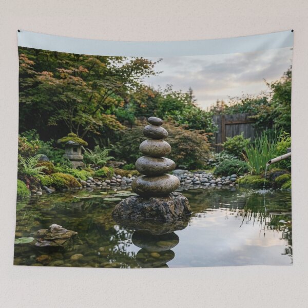 Item preview, Zen stacked stones with water around them. designed and sold by Malisa345.