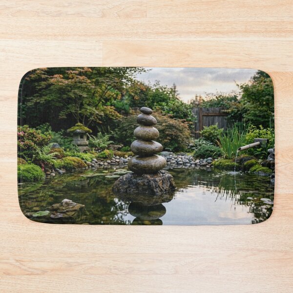 Item preview, Zen stacked stones with water around them. designed and sold by Malisa345.