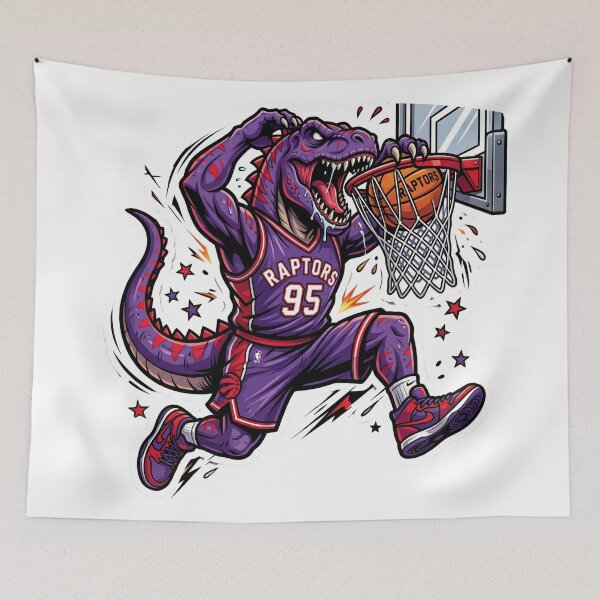 Item preview, Basket-Dino Jams It Down - T-Rex Basketball Slam Dunk Sticker designed and sold by Pandora´s Box.