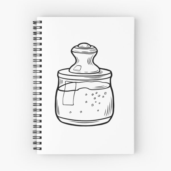 Item preview, Salt shaker placed on table with a few grains of salt visible inside during a meal preparation at home designed and sold by Ms. Iryna.