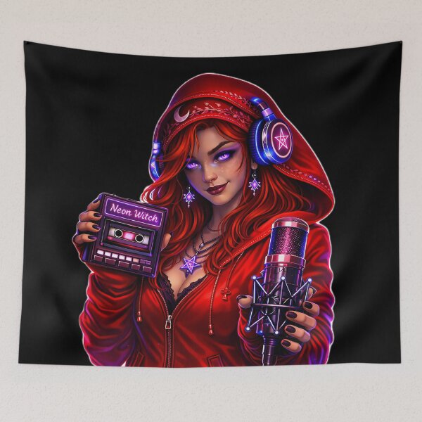 Item preview, Neon Witch DJ Girl Cyberpunk Magic Aesthetic designed and sold by KnitOfShadoF.