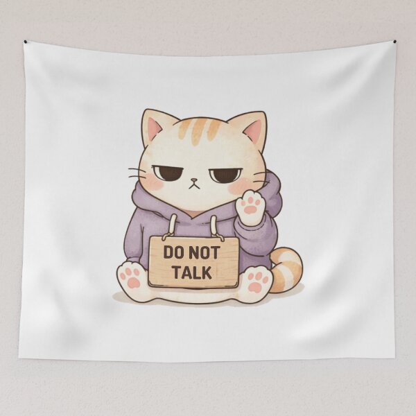 Item preview, Do Not Talk Cat | Cute Kawaii Aesthetic | Introvert Mood Design designed and sold by The Mood Index.