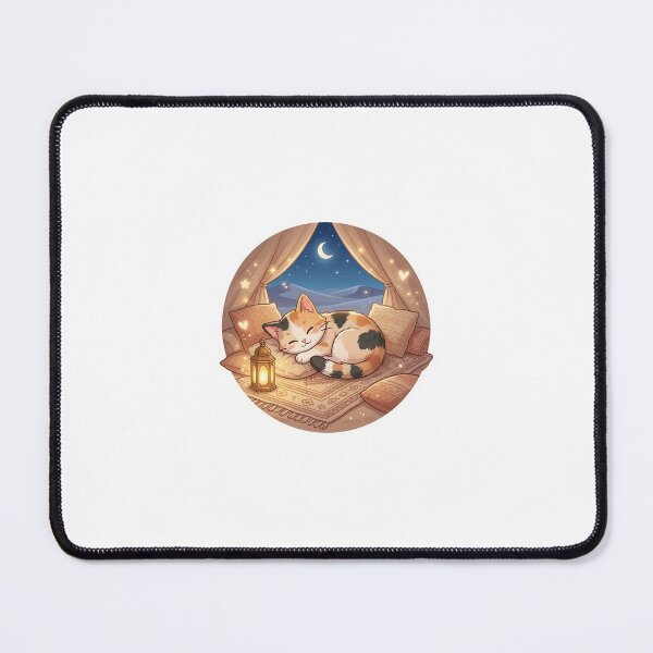 Item preview, Sleeping Kitten in Cozy Desert Tent Night – Starry Warm Bedouin Dream Scene designed and sold by wildbest.