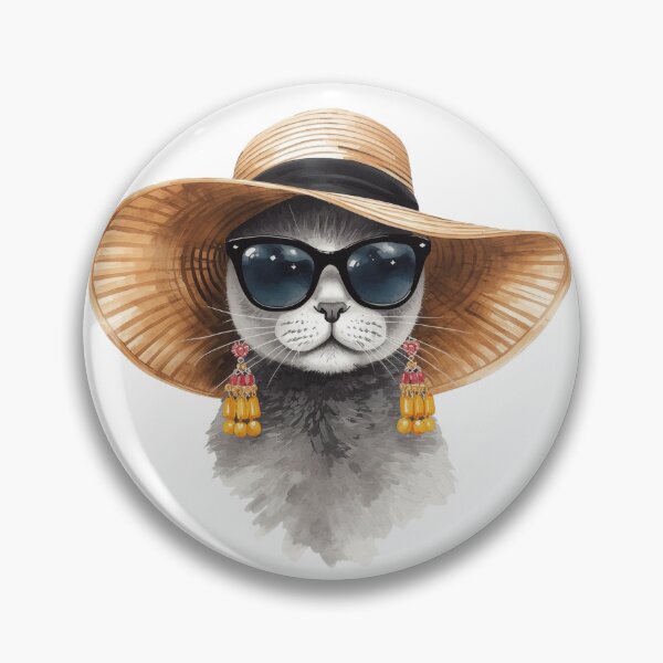 Item preview, Gorgeous Grey Kitty in Sunhat and Earrings designed and sold by Soulstar Designs.