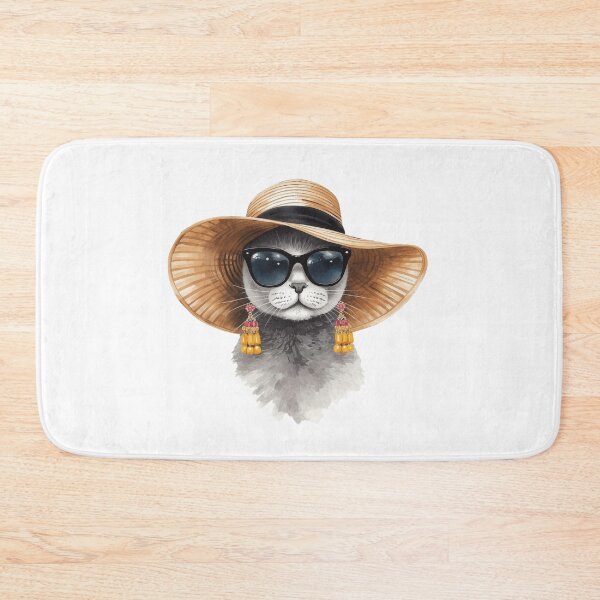 Item preview, Gorgeous Grey Kitty in Sunhat and Earrings designed and sold by Soulstar Designs.