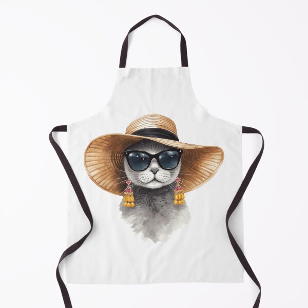 Item preview, Gorgeous Grey Kitty in Sunhat and Earrings designed and sold by Soulstar Designs.