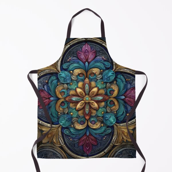 Item preview, Stained Glass Ornate Mandala Design Blue Yellow Red Violet designed and sold by GrinGalore.
