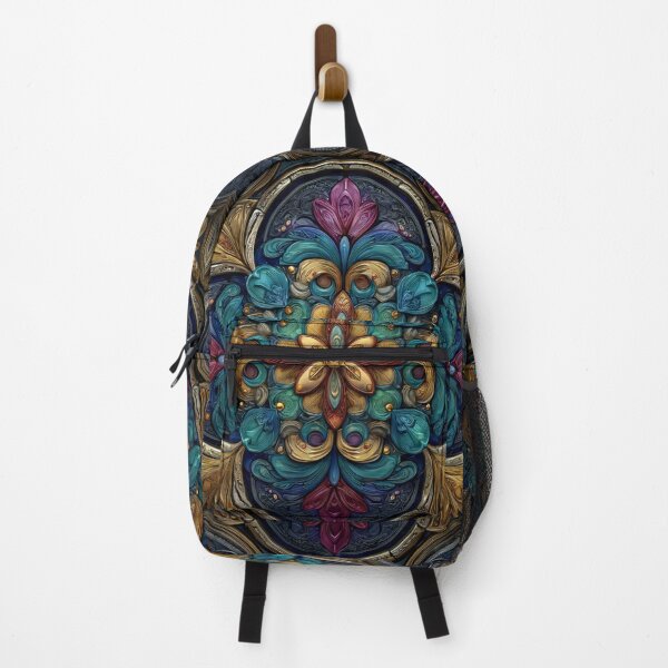 Item preview, Stained Glass Ornate Mandala Design Blue Yellow Red Violet designed and sold by GrinGalore.