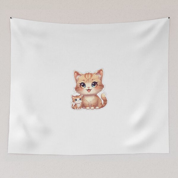 Item preview, Cute Mom and Baby Cat Sticker PNG | Kawaii Kitty Duo Design designed and sold by AnimalBloomLab.