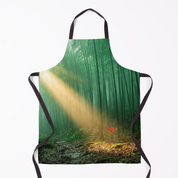 Item preview, Bamboo forest in the mist – golden sunbeam and red flower designed and sold by Malisa345.