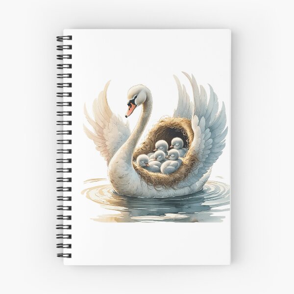 Item preview, Graceful Swan Dad Carrying Baby Cygnets in Nest Watercolor designed and sold by AQUILAKREO.