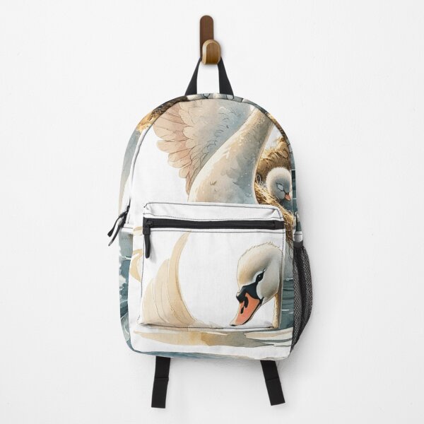 Item preview, Graceful Swan Dad Carrying Baby Cygnets in Nest Watercolor designed and sold by AQUILAKREO.