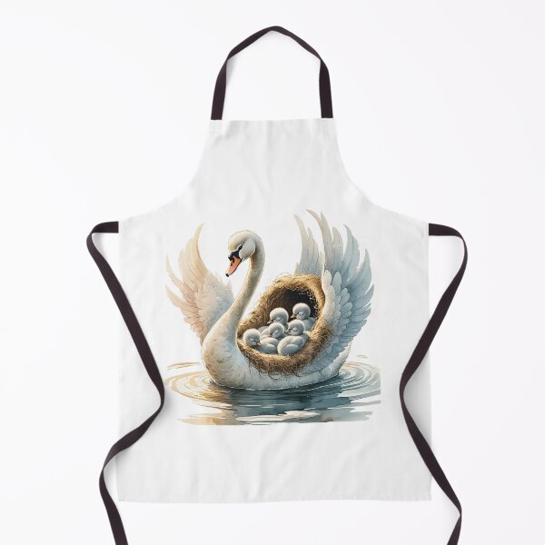 Item preview, Graceful Swan Dad Carrying Baby Cygnets in Nest Watercolor designed and sold by AQUILAKREO.