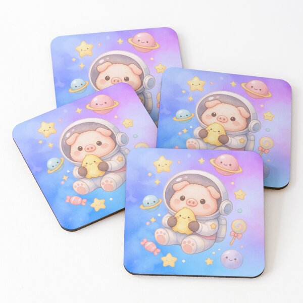 Item preview, Cute Pig Astronaut Holding Toy – Kawaii Pastel Space Galaxy Art designed and sold by p-frosty-design.