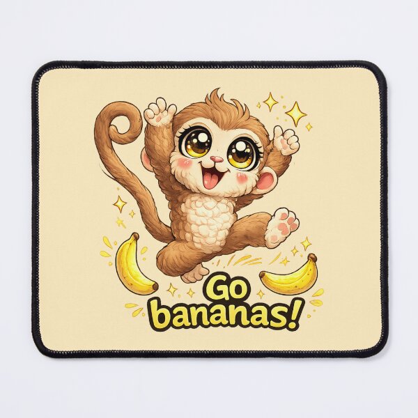 Item preview, Funny Cute Monkey Big Eyes Kawaii Cartoon Go Bananas Jumping Monkey designed and sold by StickyDelights.