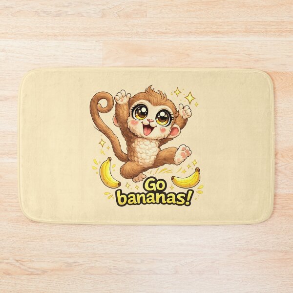 Item preview, Funny Cute Monkey Big Eyes Kawaii Cartoon Go Bananas Jumping Monkey designed and sold by StickyDelights.