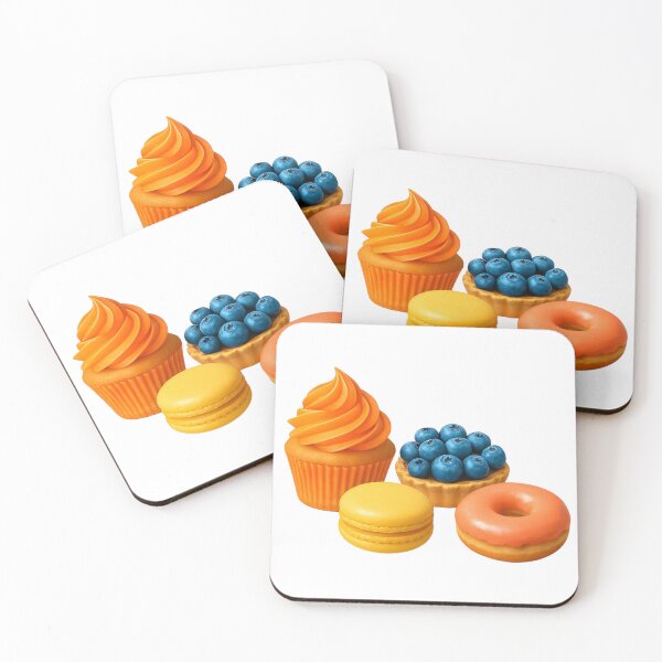Item preview, Cute Dessert Set Illustration – Cupcake Donut Macaron Blueberry Tart designed and sold by Snacky Paws.