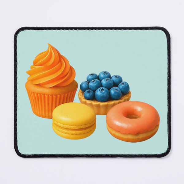 Item preview, Cute Dessert Set Illustration – Cupcake Donut Macaron Blueberry Tart designed and sold by Snacky Paws.