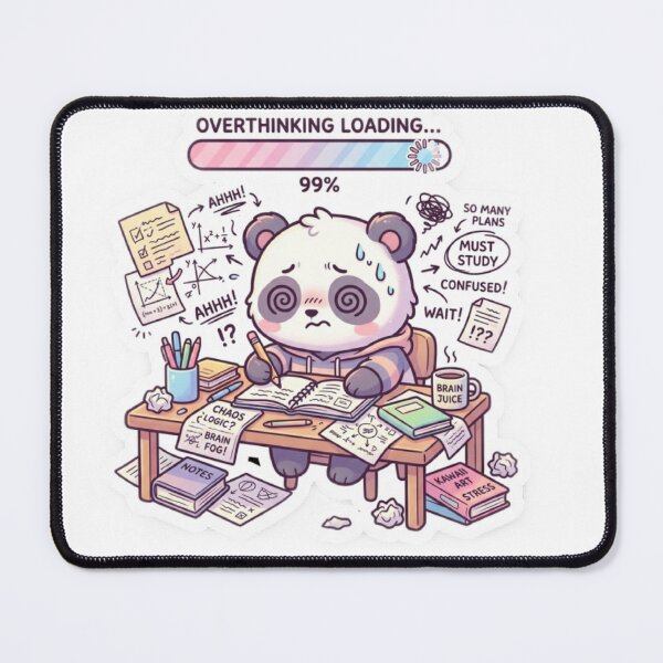 Item preview, Overthinking Loading 99% Cute Panda Sticker – Funny Study Stress Meme designed and sold by PixoNest.