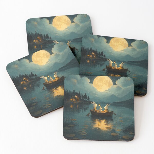 Item preview, Whimsical Night Lake Fantasy Art Print designed and sold by WhimsyWink.