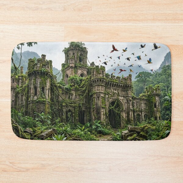 Item preview, Abandoned castle overgrown by jungle – ancient ruins and wilderness designed and sold by Malisa345.