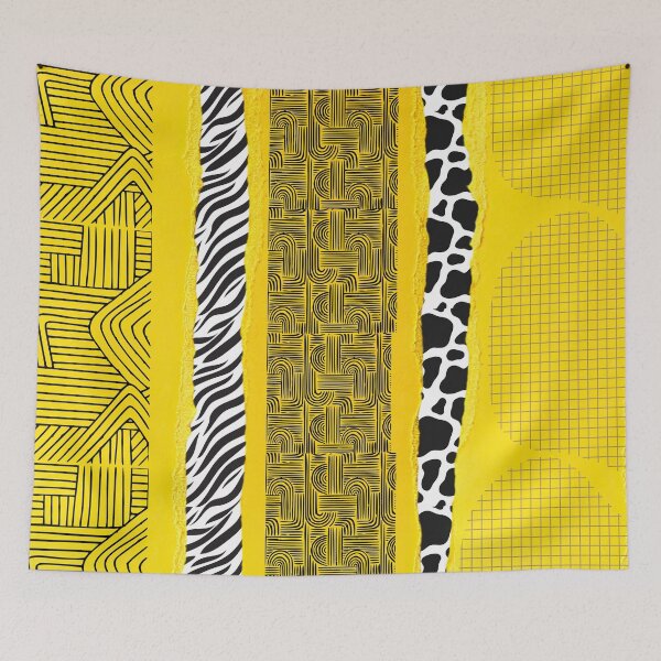 Item preview, Abstract Yellow Torn Paper Collage Animal Pattern Indie Art designed and sold by Atlasoloji.