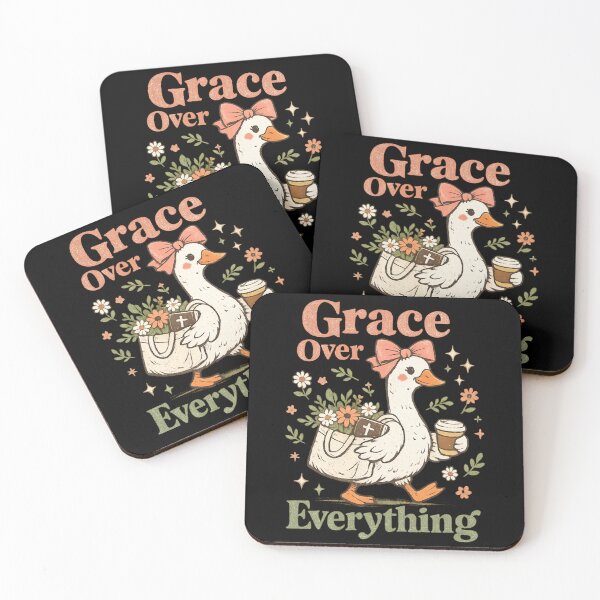 Item preview, Grace Over Everything – Cute Goose with Coffee designed and sold by SidTastic .