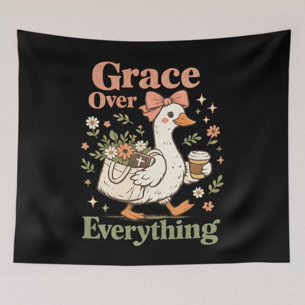 Item preview, Grace Over Everything – Cute Goose with Coffee designed and sold by SidTastic .