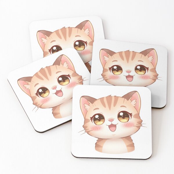 Item preview, Cute Blushing Cat Sticker | Kawaii Happy Kitty Cartoon designed and sold by AnimalBloomLab.