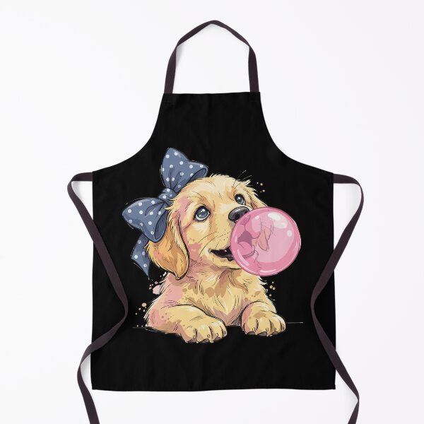 Item preview, Golden Retriever Puppy Blowing Bubblegum - Cute Dog with Polka Dot Bow Art designed and sold by The Real Life Symphony.