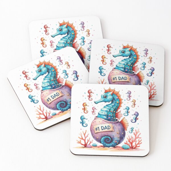 Item preview, Funny Seahorse Dad #1 Father Number One Dad Watercolor designed and sold by AQUILAKREO.