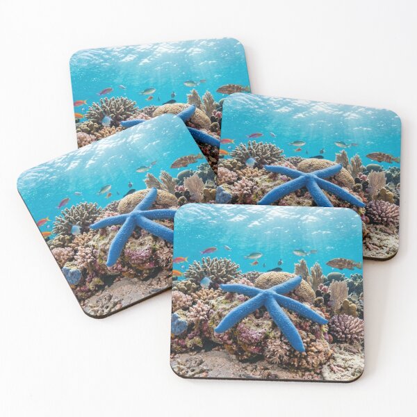 Item preview, Starfish underwater, resting on coral designed and sold by Malisa345.