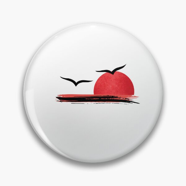 Item preview, Minimalist Red Sun and Black Bird Zen Art Illustration designed and sold by Atlasoloji.