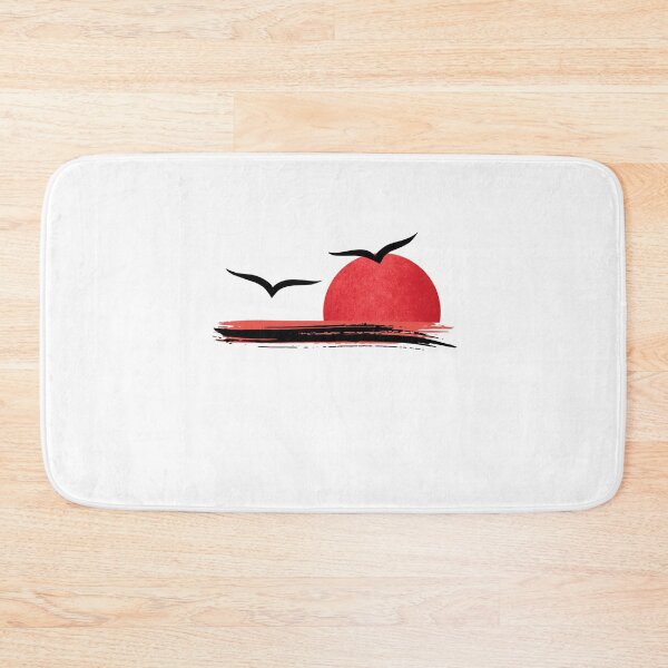 Item preview, Minimalist Red Sun and Black Bird Zen Art Illustration designed and sold by Atlasoloji.
